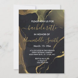 invitación a soltero de mármol negro y oro