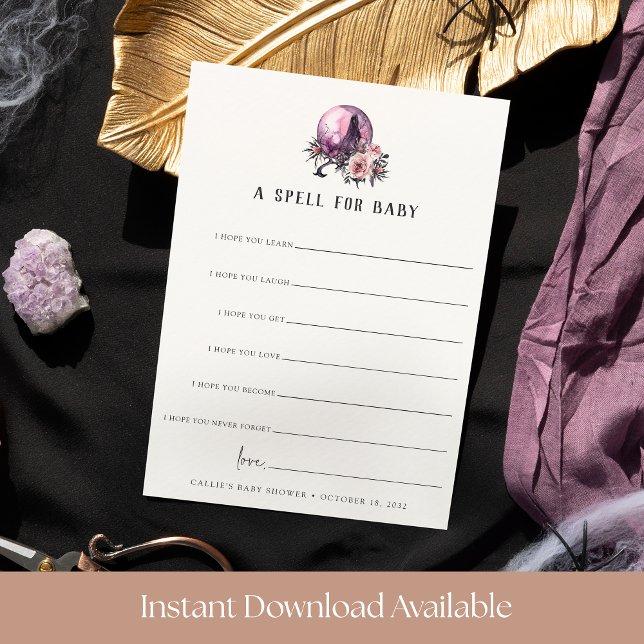Invitación A Spell for Baby Halloween Baby Shower Wishes Card (Subido por el creador)