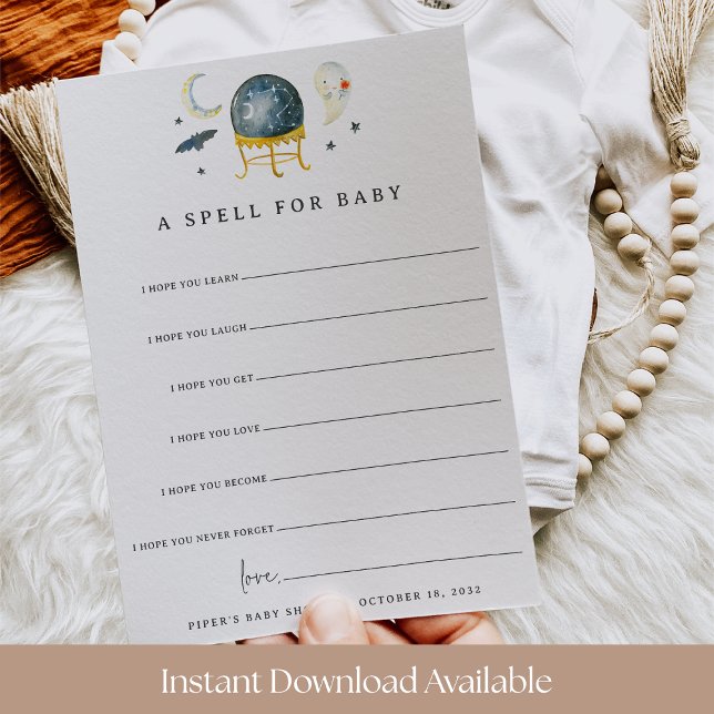 Invitación A Spell for Baby Halloween Baby Shower Wishes Card (Subido por el creador)