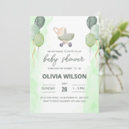 Invitación a Stroller Baby Shower, género neutro d