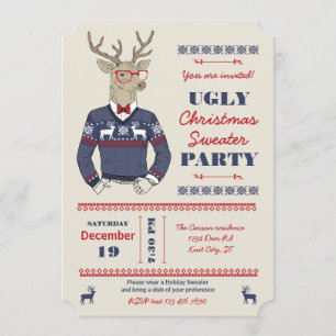 Invitación a suéter de Navidades feos de ciervos h