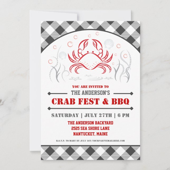 Invitación a Summer Crab Fest y Fiesta de Barbacoa (Anverso)