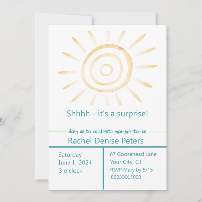 Invitación a SUN Baby Shower (Anverso)