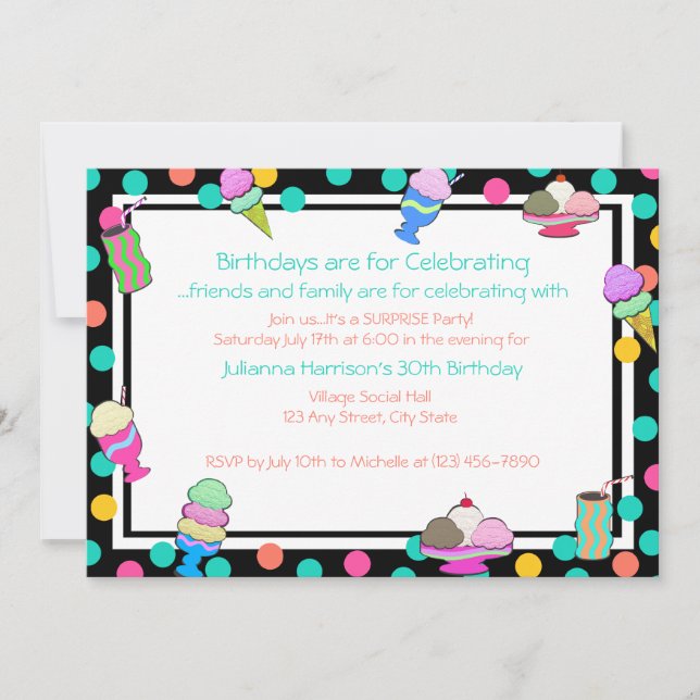 Invitación a Sundae Shoppe (Anverso)