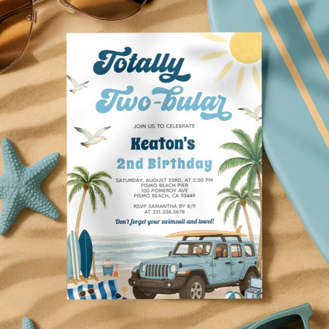 Invitación a Surf a los 2 cumpleaños - Totalmente  (Surf 2nd Birthday Invitation - Totally Two-Bular
)