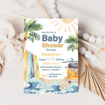 Invitación a Surf Beach Baby Shower