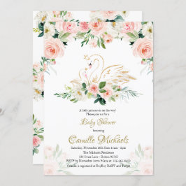Invitación a Swan Baby Shower