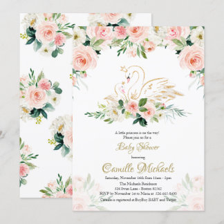 Invitación a Swan Baby Shower