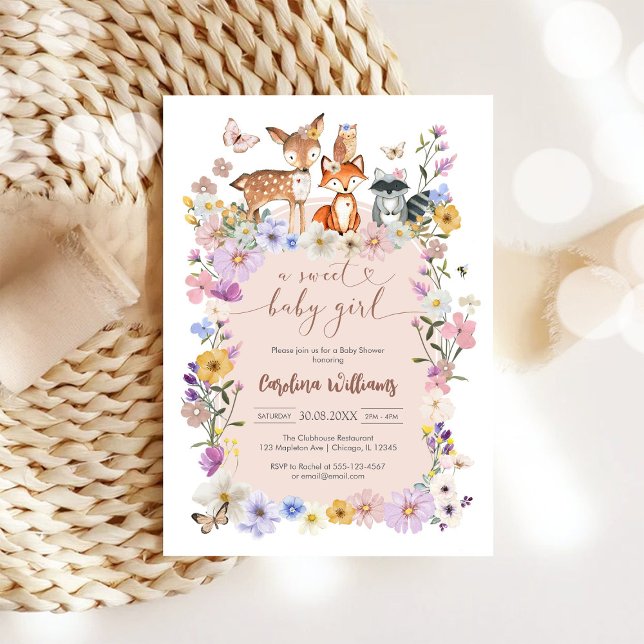 Invitación A Sweet Baby Girl Wildflower Butterfly Baby Shower (Subido por el creador)