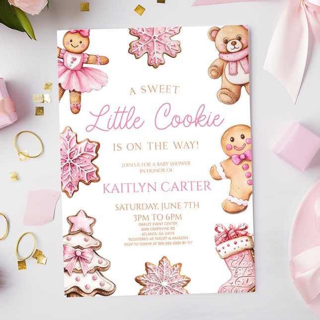 Invitación A Sweet Little Cookie Pink Gingerbread Baby Shower (Subido por el creador)