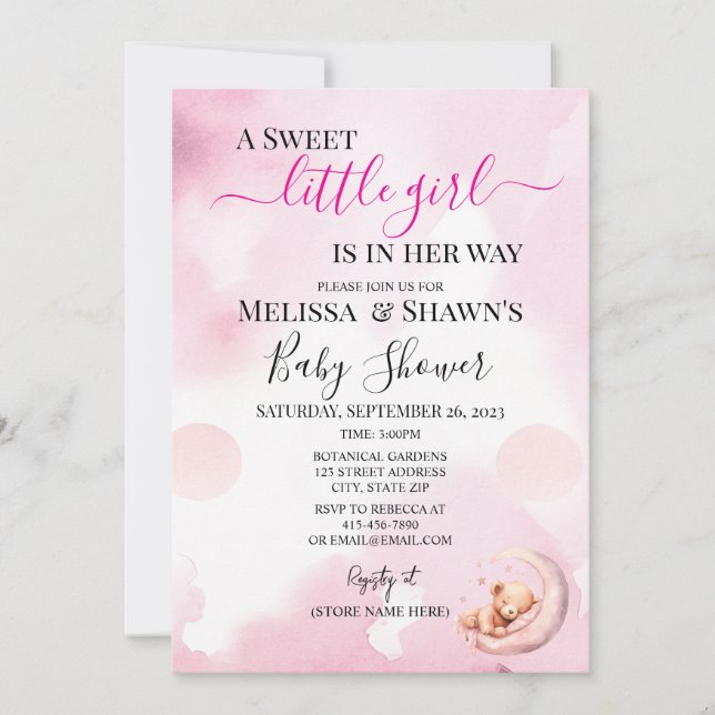 Invitación A Sweet Little Girl Baby Shower Invitation (Anverso)
