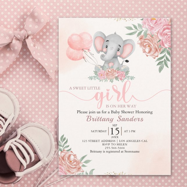 Invitación A Sweet Little Girl is on her Way Baby shower (Subido por el creador)