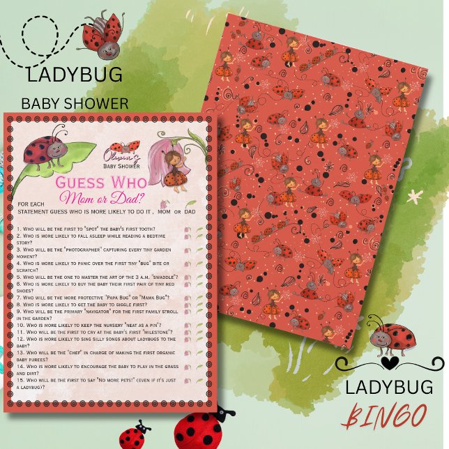 Invitación A Sweet Little Lady Ladybug Guess Who Game Card (A Sweet Little Lady Ladybug Guess Who Game Card)