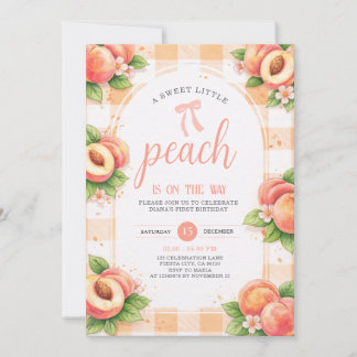 Invitación A Sweet Little Peach Birthday Invitation