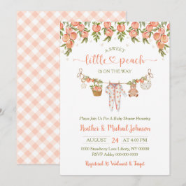 Invitación A Sweet Little Peach Clothesline Baby Shower