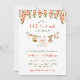 Invitación A Sweet Little Peach Clothesline Girl Baby Shower