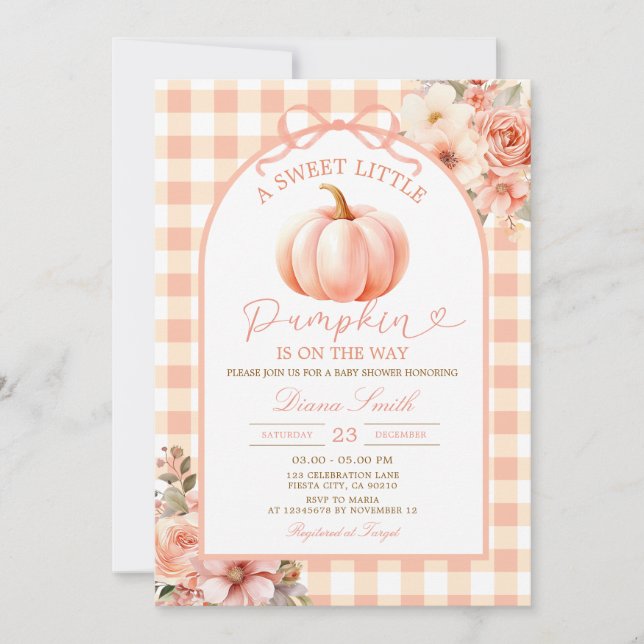 Invitación A Sweet Little Pumpkin Baby Shower Fall Autumn (Anverso)