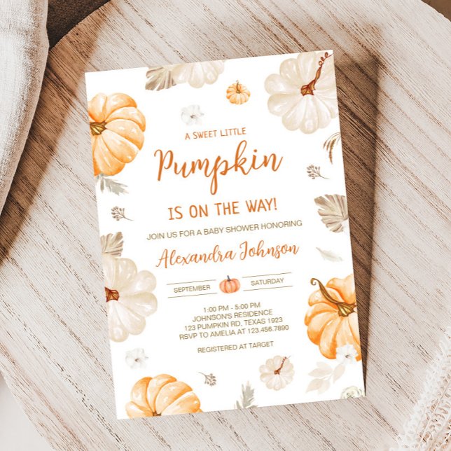Invitación A Sweet Little Pumpkin Fall Baby Shower (Fall A Sweet Little Pumpkin Baby Shower Invitation)