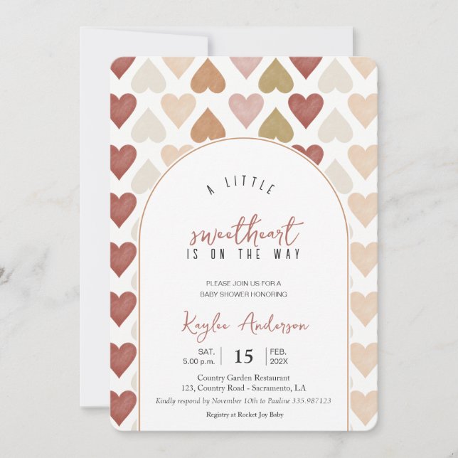 Invitación a SWIFTTHEART Baby Shower Valentines (Anverso)