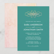 Invitación a Swirl de los Bodas verde azulados y N