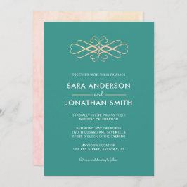 Invitación a Swirl de los Bodas verde azulados y N