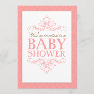 Invitación a Swirl Fancy Sweet Pink Baby Shower