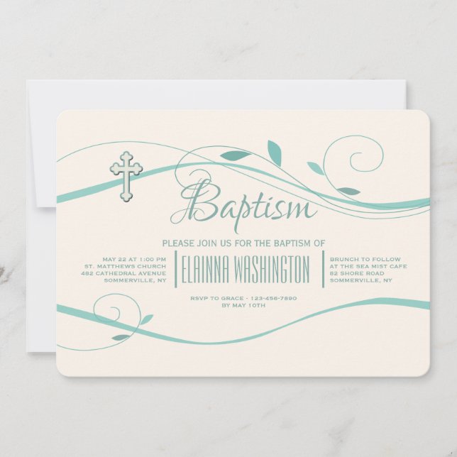 Invitación a Swirls turquesa (Anverso)