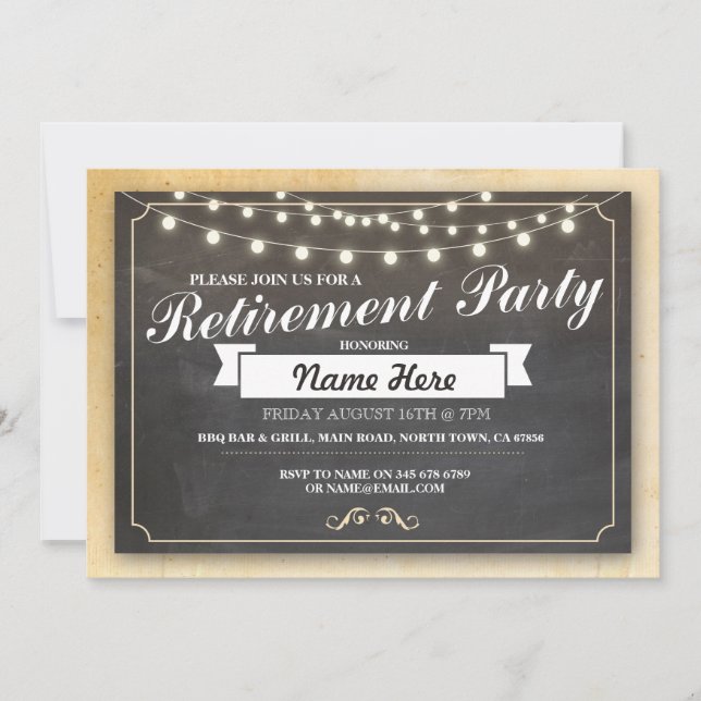 Invitación a tablero de pizarra jubilado Fiesta de (Anverso)