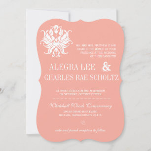 Invitación a tablero moderno Rubor Damask Peach