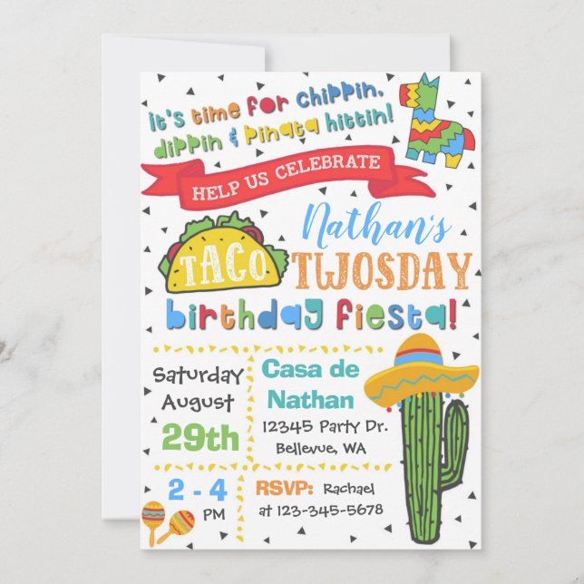 Invitación a Taco TWOsday | 2.ª Fiesta de Cumpleañ (Anverso)