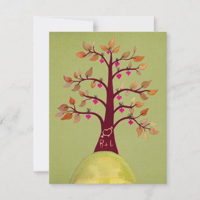 Invitación a tallar en árbol del corazón del otoño (Anverso)