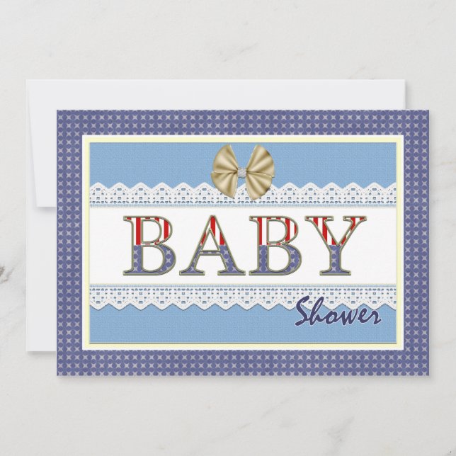 Invitación a tarjeta Baby Shower Patriótica Blue L (Anverso)