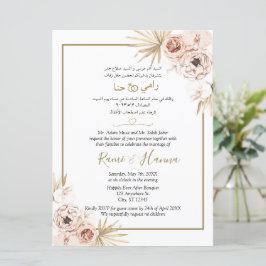 Invitación a tarjeta Boda árabe e inglesa de moda