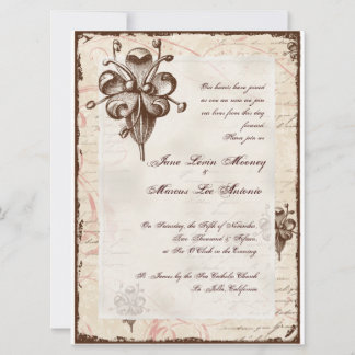 Invitación a tarjeta Boda de Swirl Damask de choco