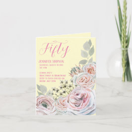 Invitación a tarjeta de cumpleaños doblada en blan