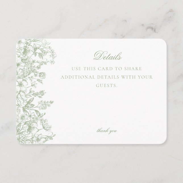 Invitación a tarjeta de detalles florales de Sage  (Anverso)