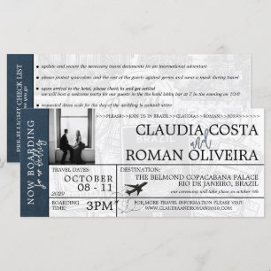 Invitación a tarjeta de embarque para Boda de Navy