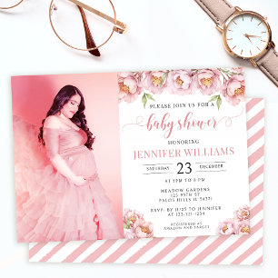 Invitación a tarjeta de foto de bebé de niña de co