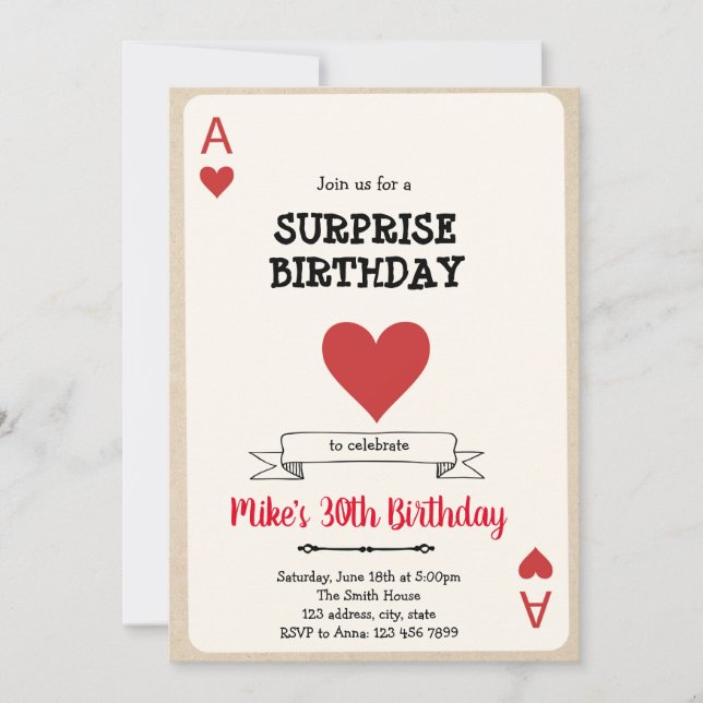 Invitación a tarjeta de juego de casino (Anverso)