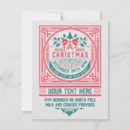 Invitación a tarjeta de Navidades de estilo vintag