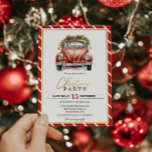 Invitación a tarjeta de vintage Fiesta navidades<br><div class="desc">Invitación de la fiesta de los navidades con un coche de color de agua vintage. Artículos coincidentes en mi tienda.</div>