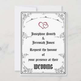 Invitación a tarjeta del Boda del corazón rojo per