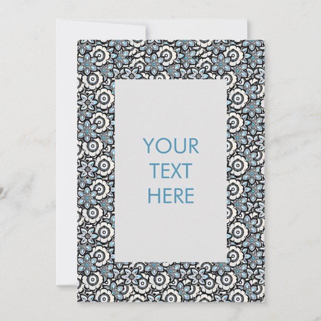 Invitación a tarjeta en blanco con patrón de boho  (Anverso)