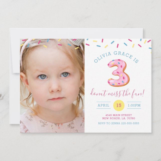 Invitación a tarjeta fotográfica de donut para ter (Anverso)