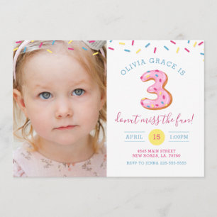 Invitación a tarjeta fotográfica de donut para ter