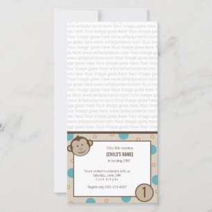 Invitación a tarjeta fotográfica de mono de cumple