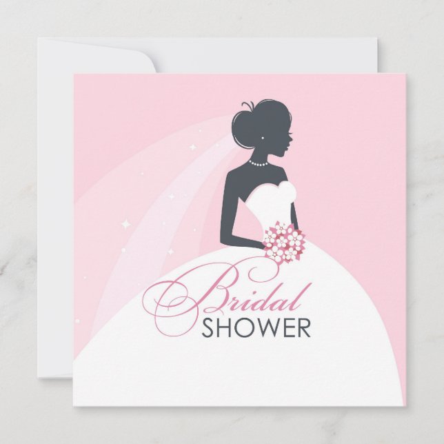 Invitación a tarjeta plana con ducha de novia (Anverso)