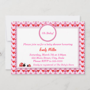 Invitación a tarjeta plana de Love Hearts Baby Sho