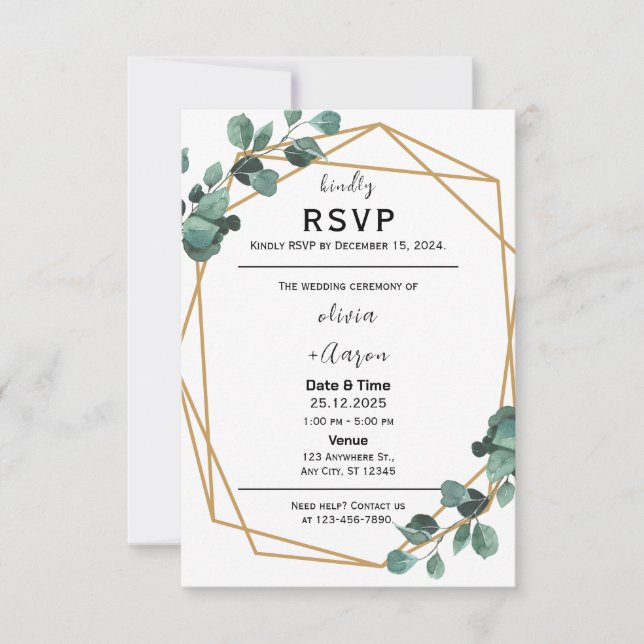 Invitación a tarjeta RSVP de Boho Greenery (Anverso)