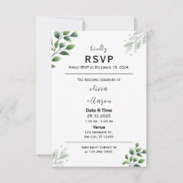 Invitación a tarjeta RSVP de Boho Greenery